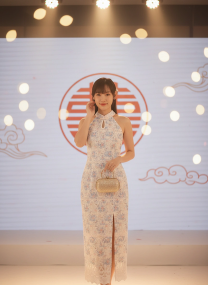 Summer Blue Embroidered Cheongsam