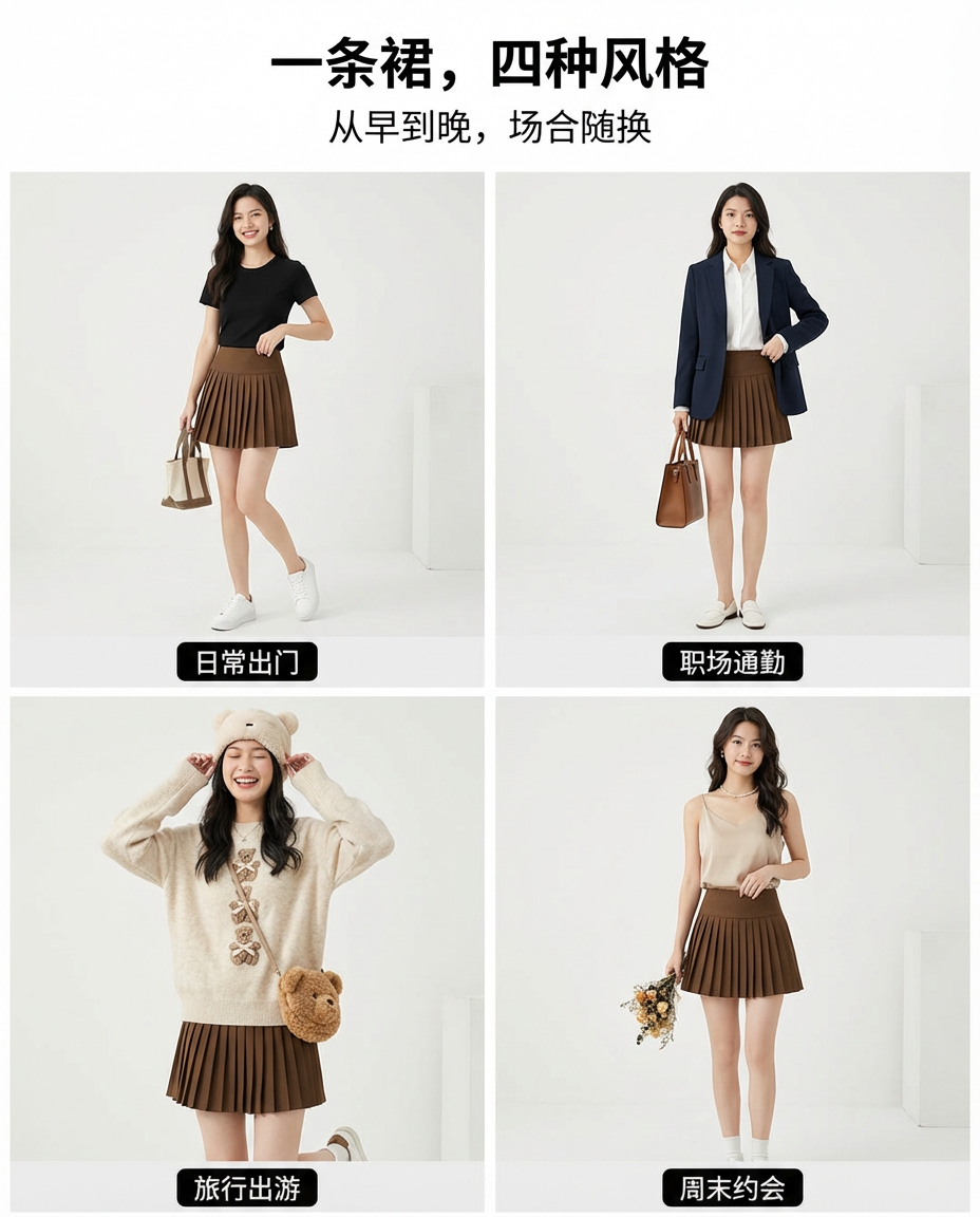 Tiana Wool Pleated A Line Skirt
