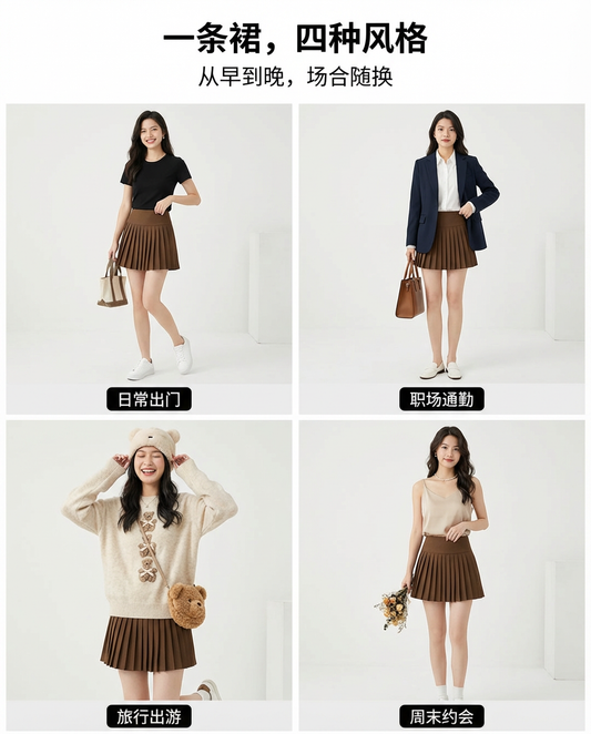 Tiana Wool Pleated A Line Skirt