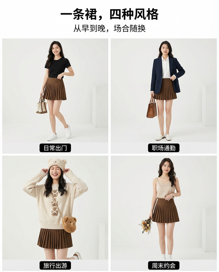 Tiana Wool Pleated A Line Skirt