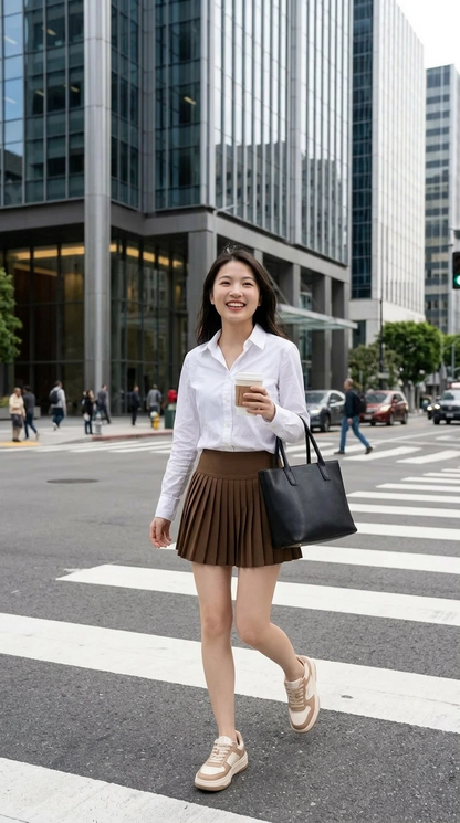 Tiana Wool Pleated A Line Skirt