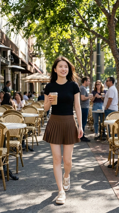 Tiana Wool Pleated A Line Skirt
