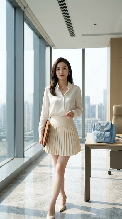 Tiana Wool Pleated A Line Skirt