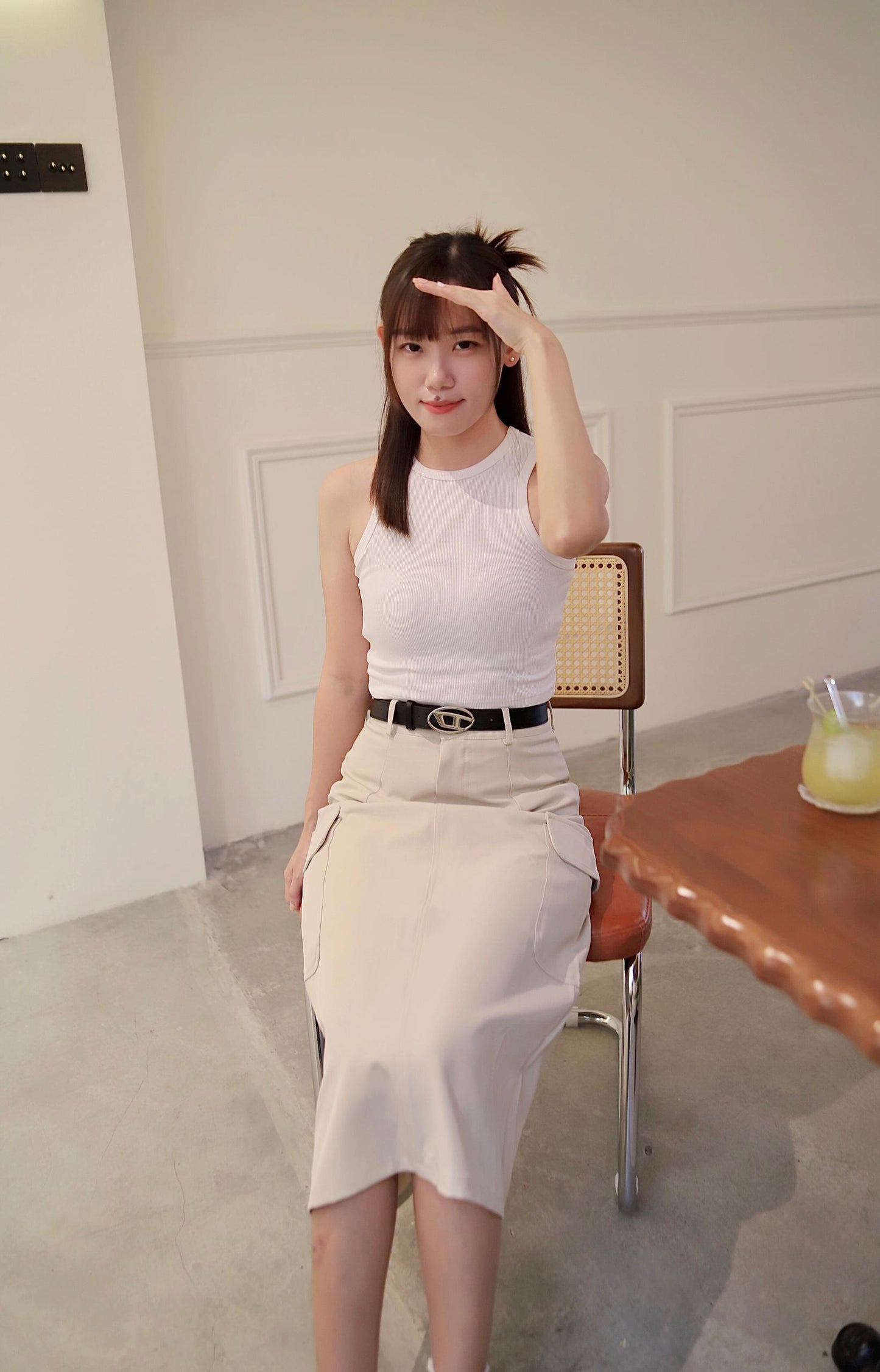 Workwear Cargo Pocket Midi Skirt