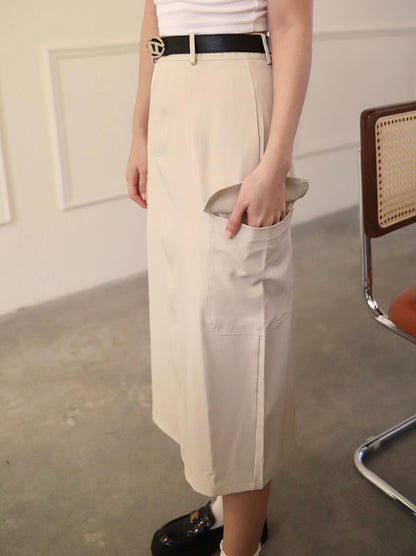 Workwear Cargo Pocket Midi Skirt