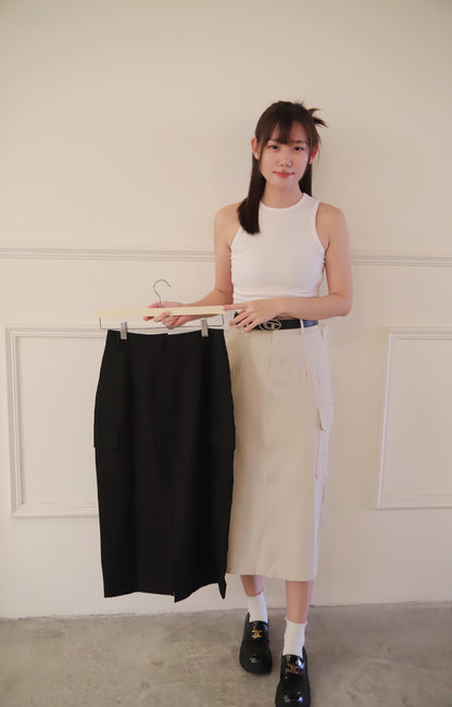 Workwear Cargo Pocket Midi Skirt