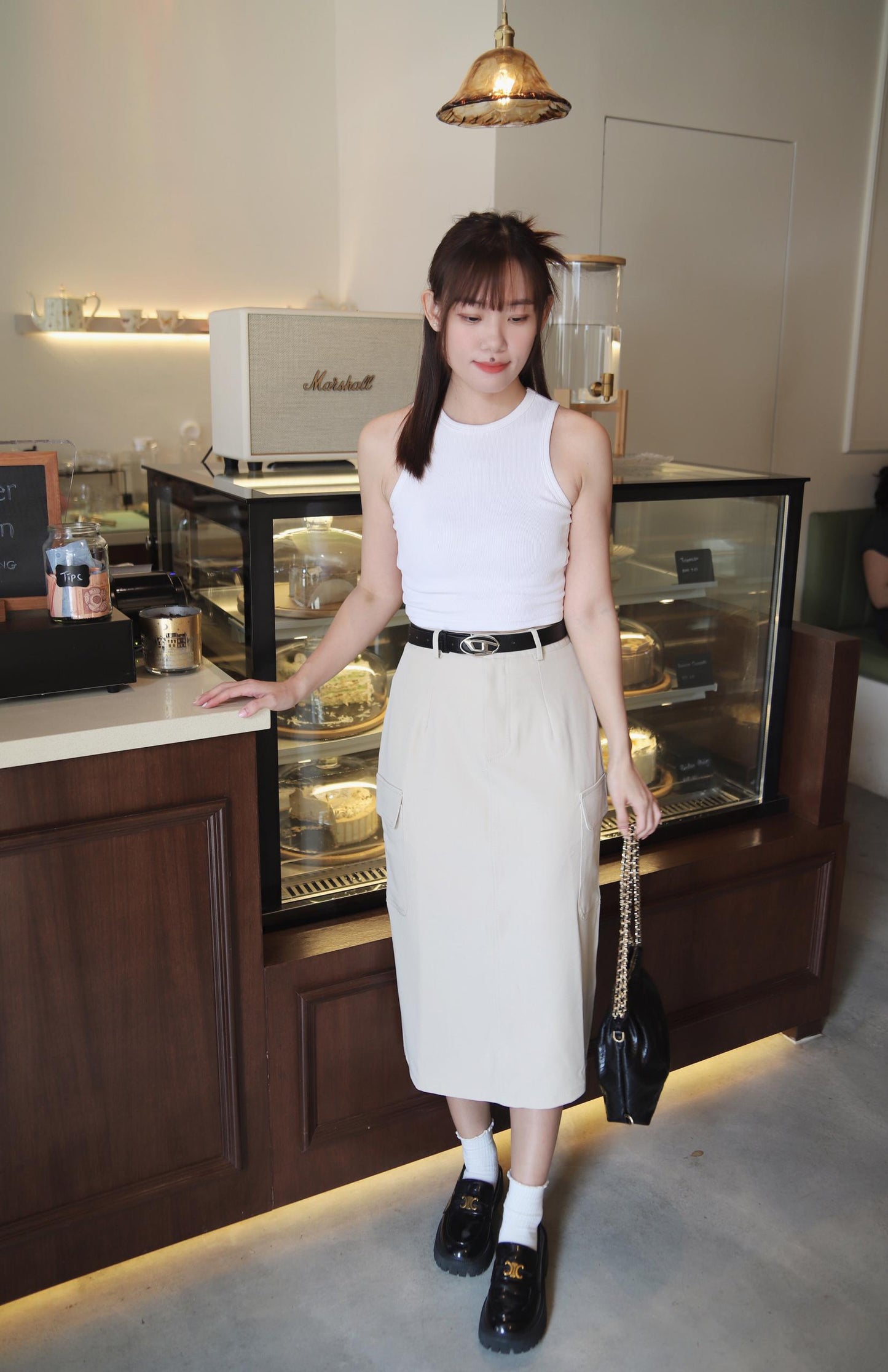 Workwear Cargo Pocket Midi Skirt