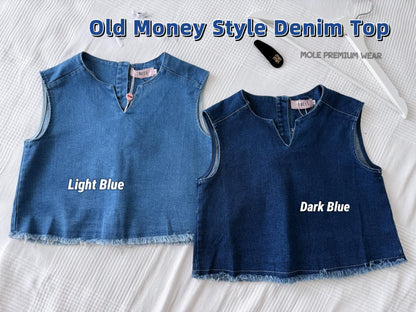 Old Money Style Denim Top