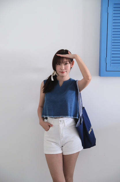 Old Money Style Denim Top