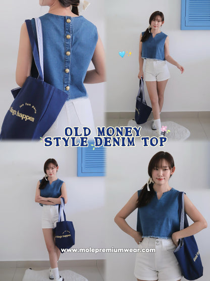 Old Money Style Denim Top
