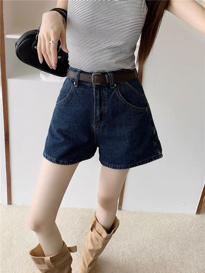 Retro Nostalgia Blue High Waist Jeans Short
