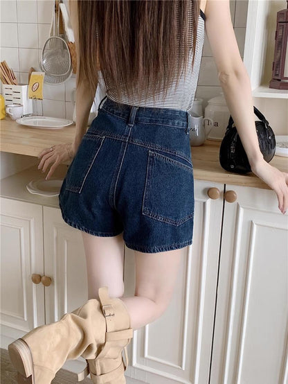 Retro Nostalgia Blue High Waist Jeans Short