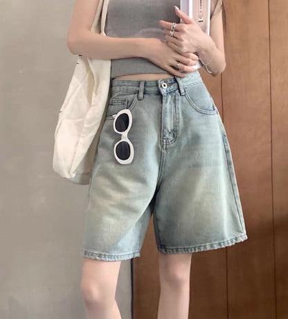 Summer Light Blue Quarter Denim Pants