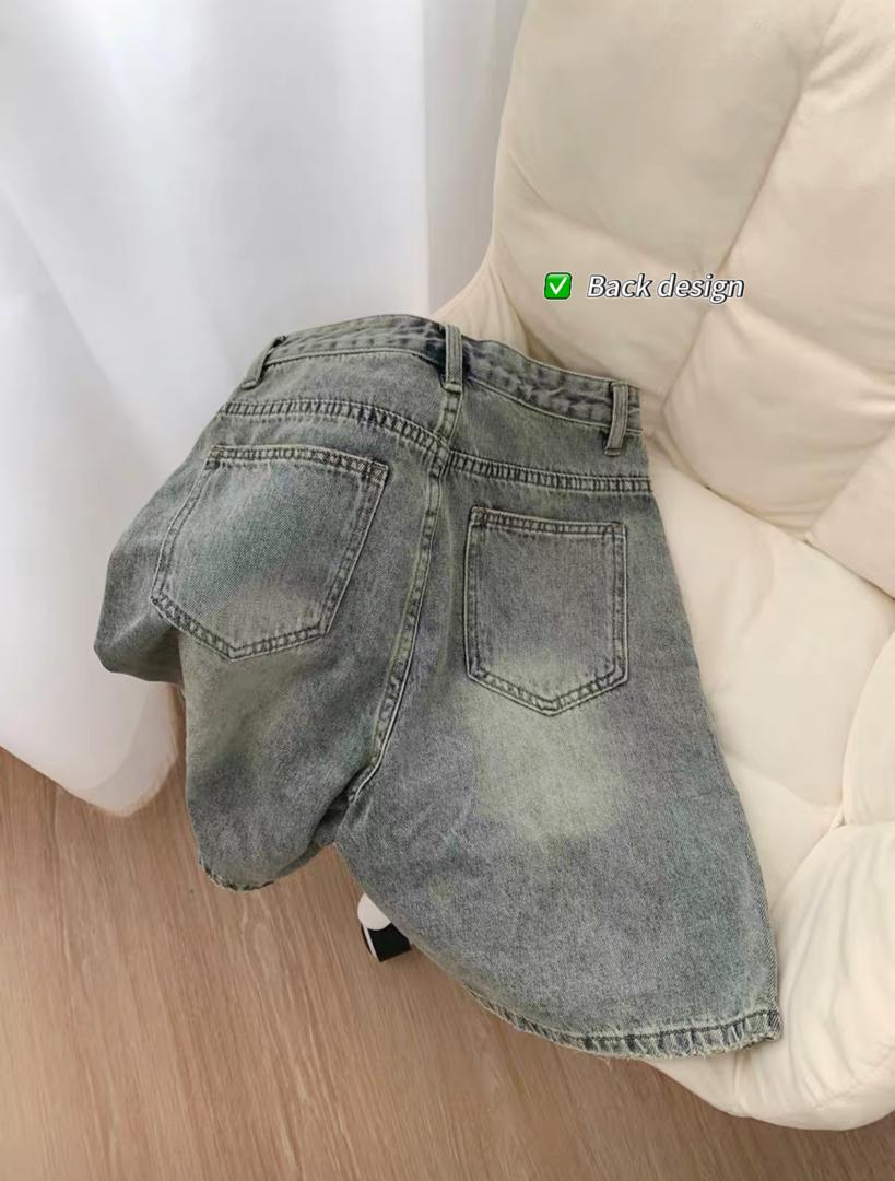 Summer Light Blue Quarter Denim Pants