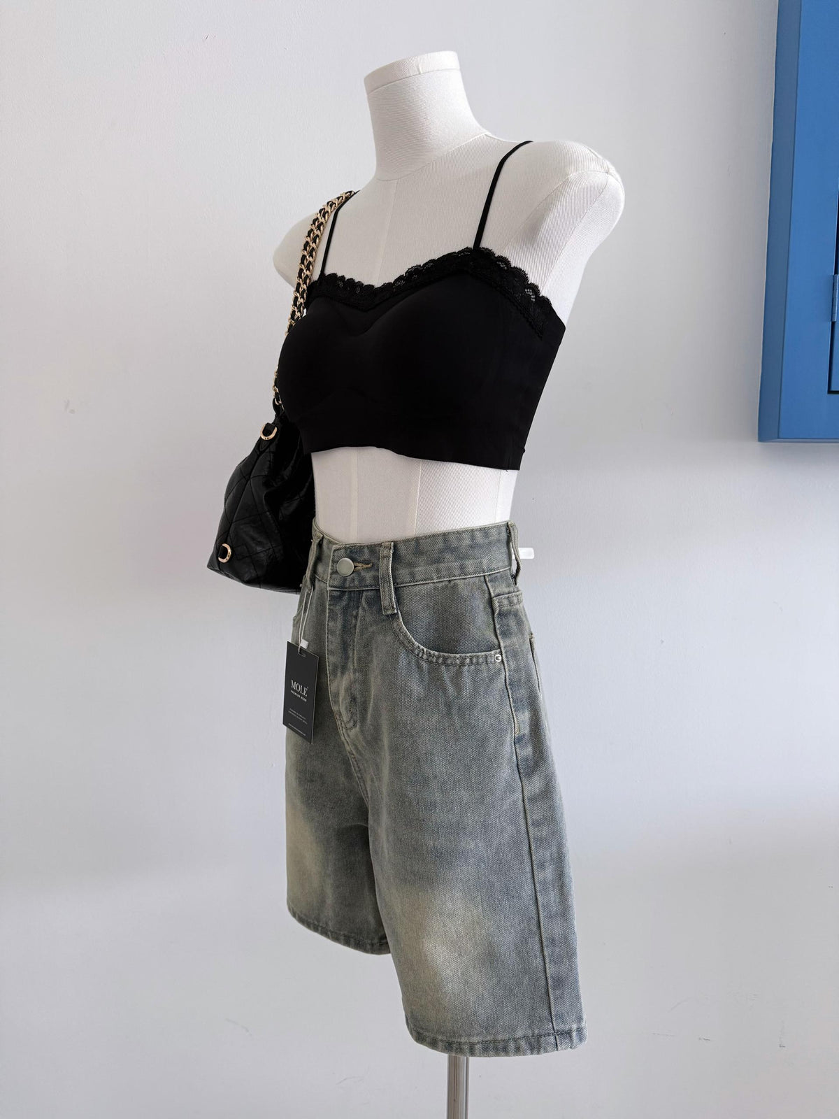 Summer Light Blue Quarter Denim Pants