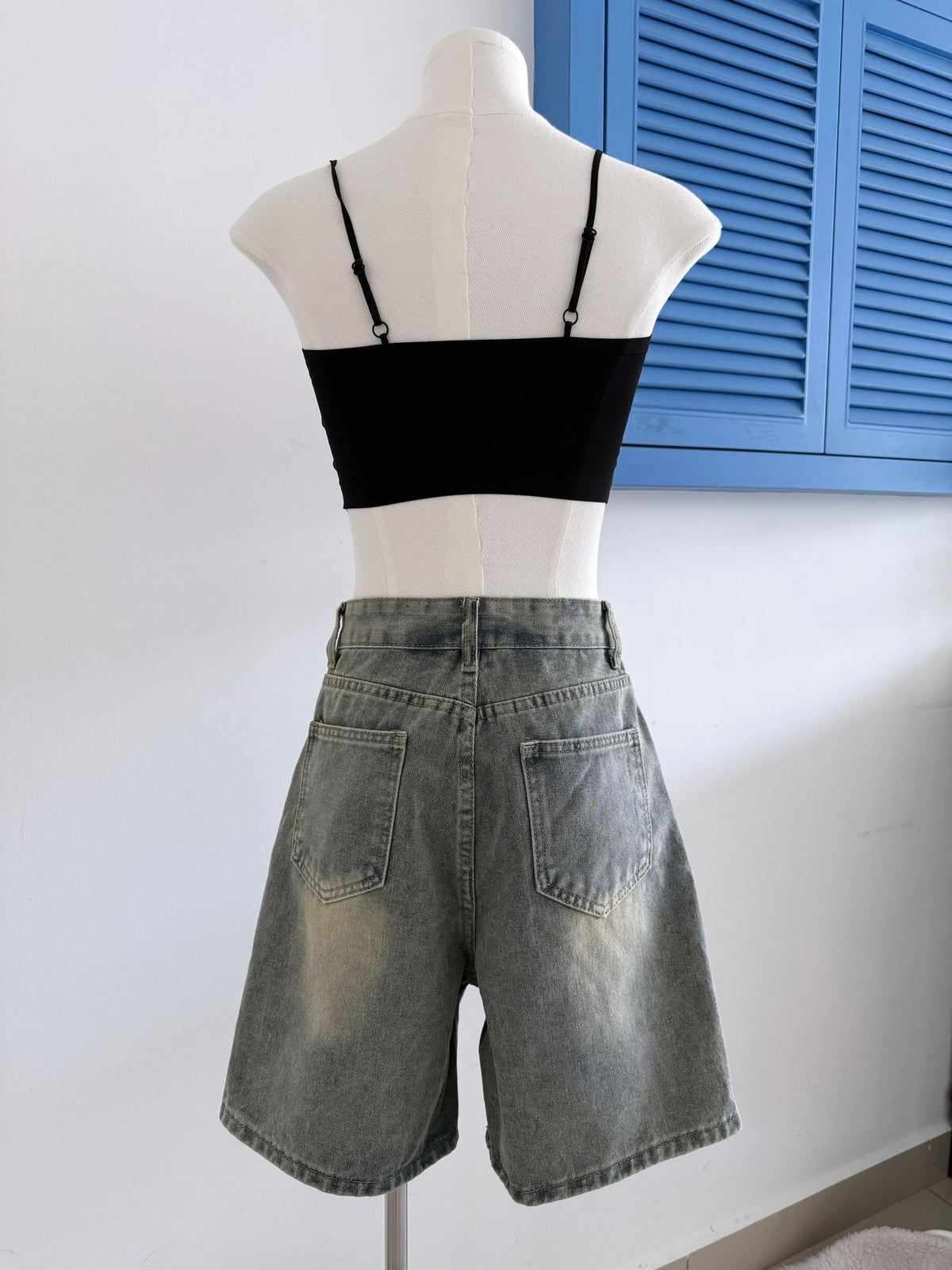 Summer Light Blue Quarter Denim Pants