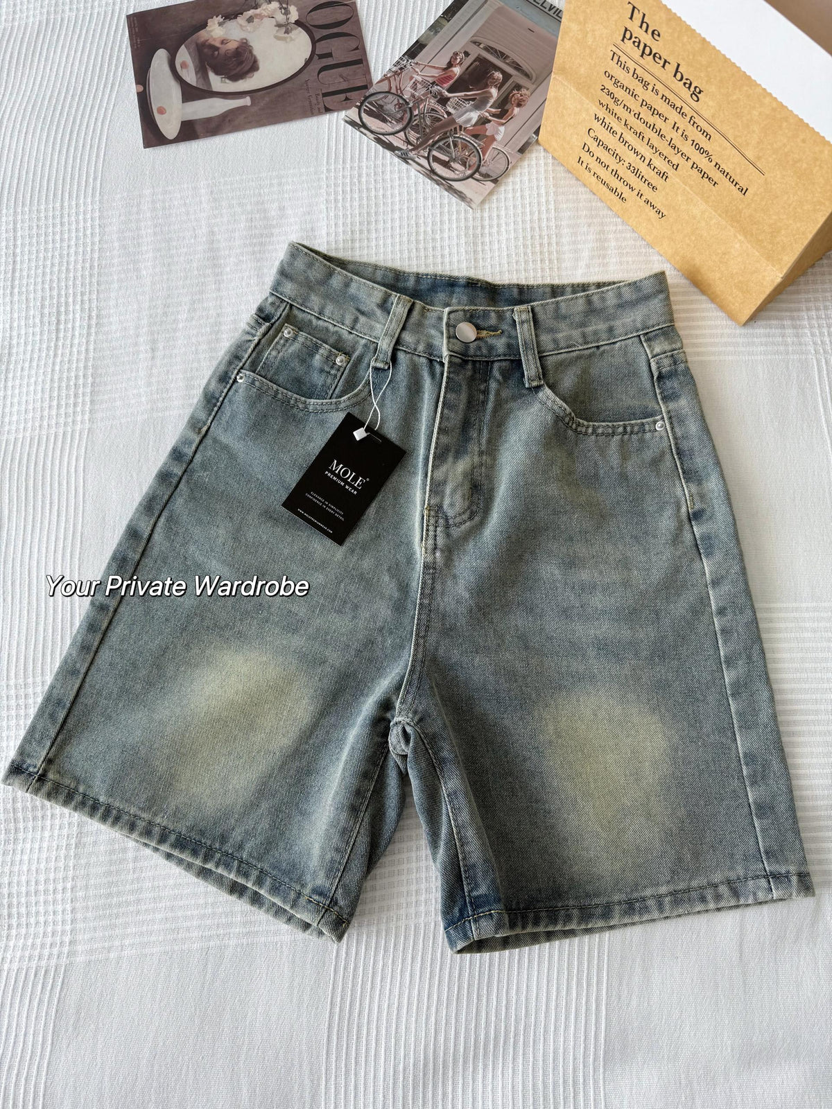 Summer Light Blue Quarter Denim Pants