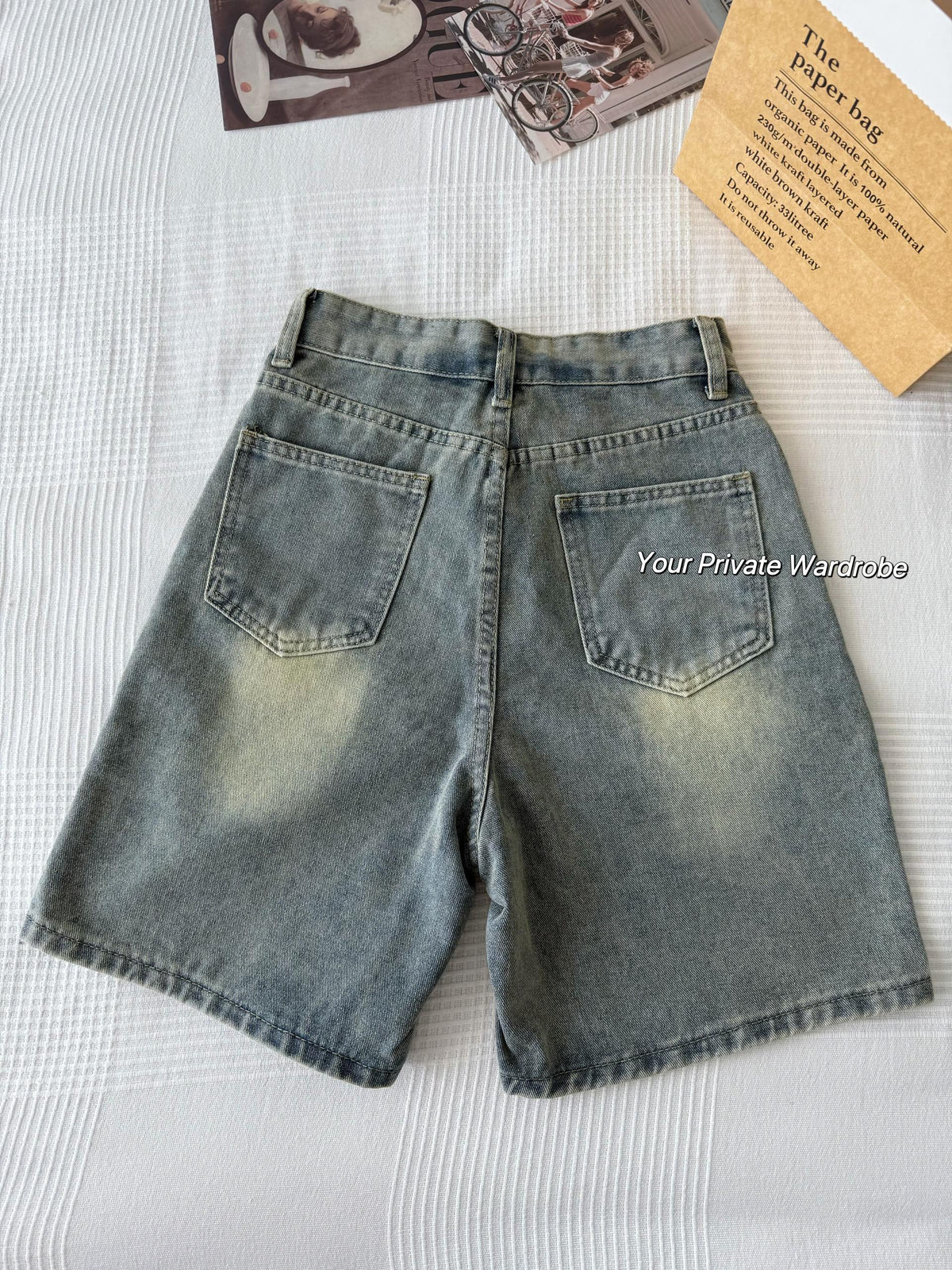 Summer Light Blue Quarter Denim Pants