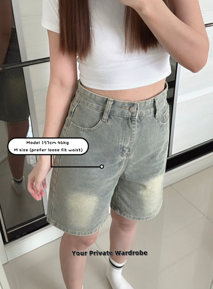 Summer Light Blue Quarter Denim Pants