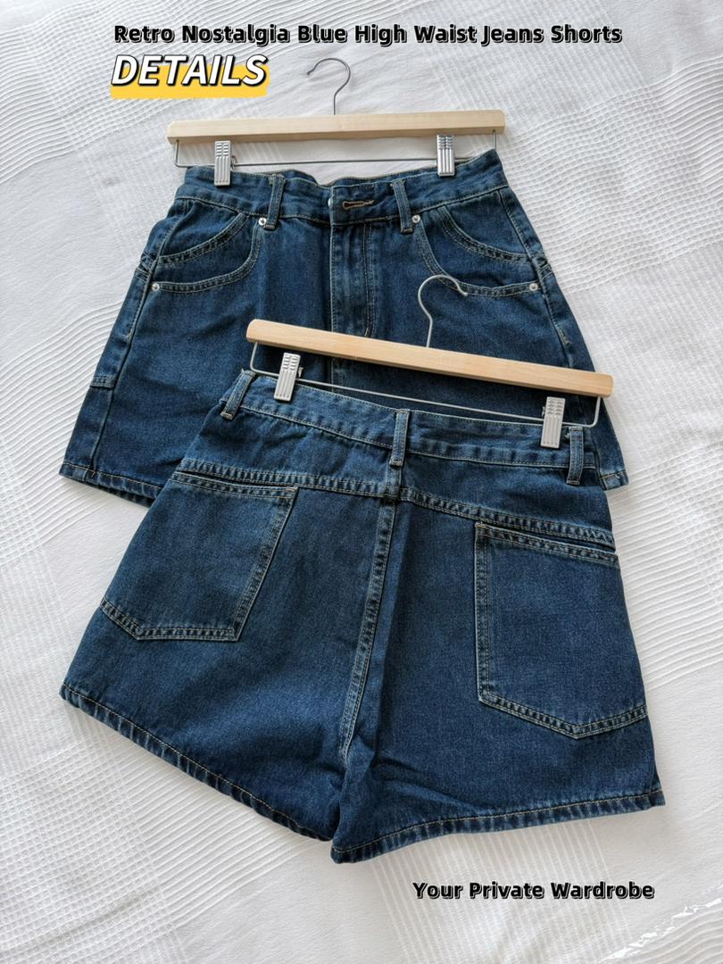 Retro Nostalgia Blue High Waist Jeans Short