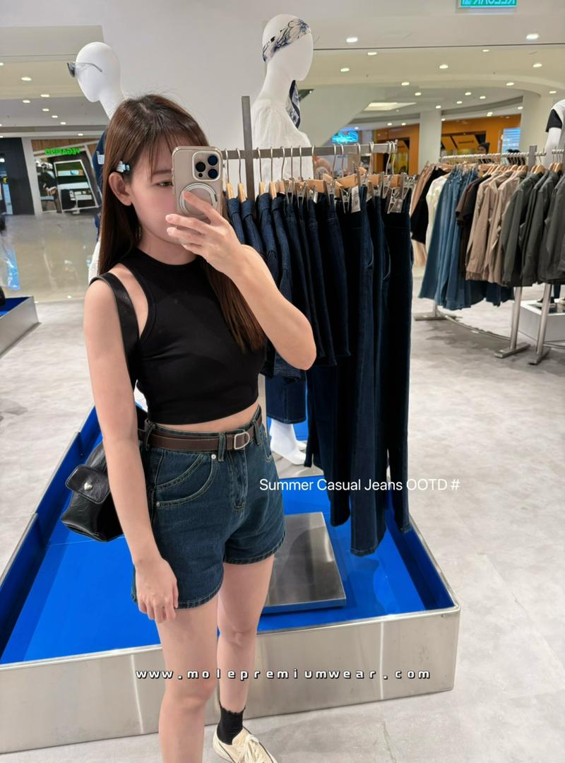 Retro Nostalgia Blue High Waist Jeans Short