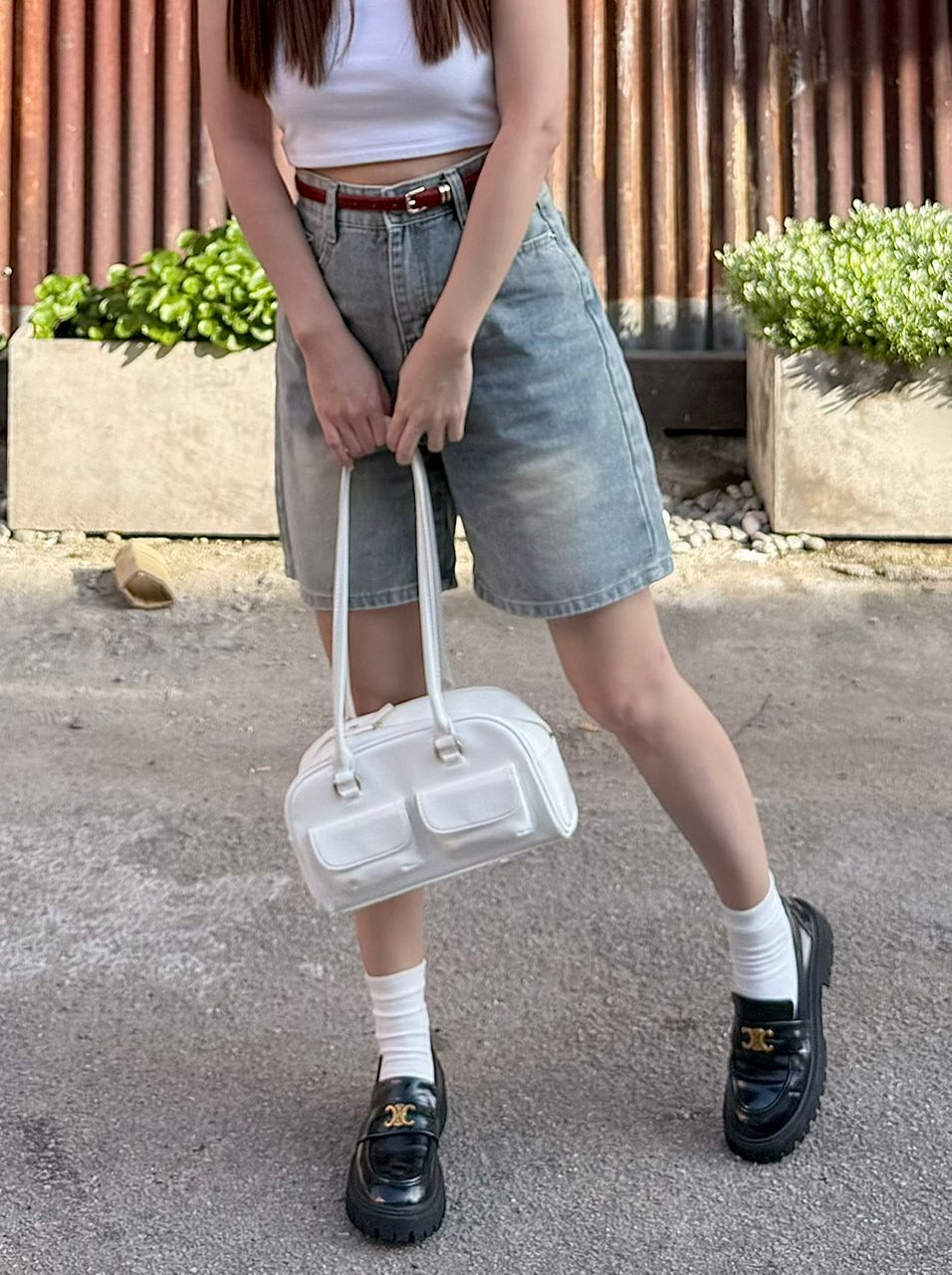 Summer Light Blue Quarter Denim Pants