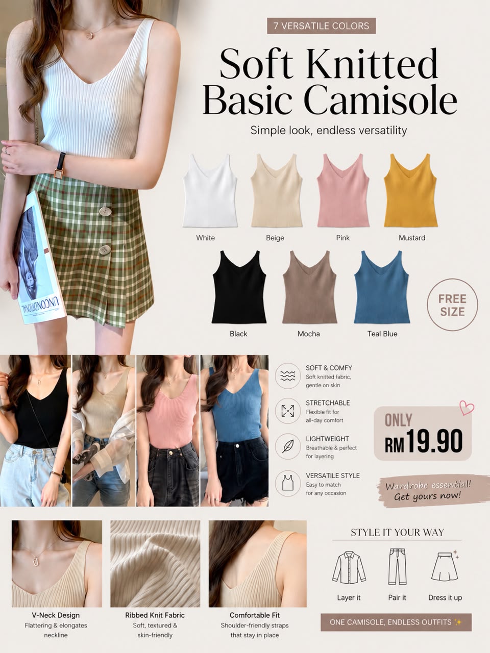 Soft Knitted Basic Camisole
