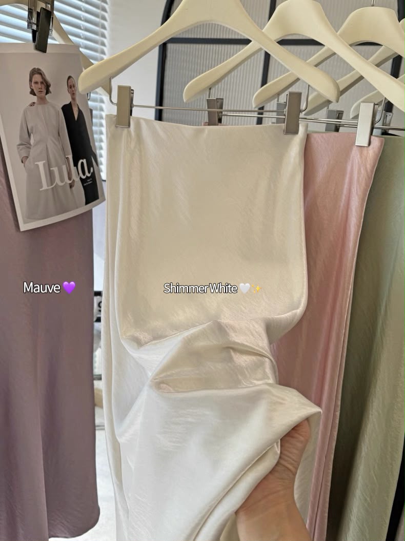 Silky Satin High Waisted Elastic Skirt