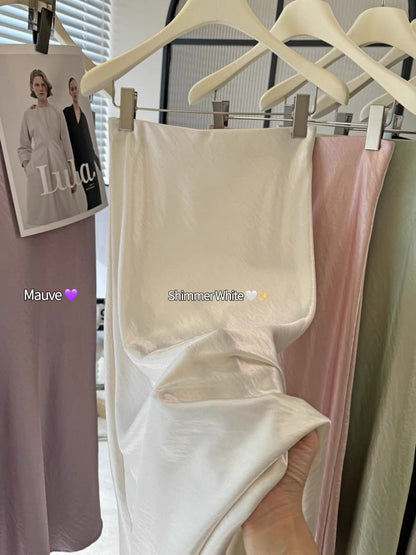 Silky Satin High Waisted Elastic Skirt