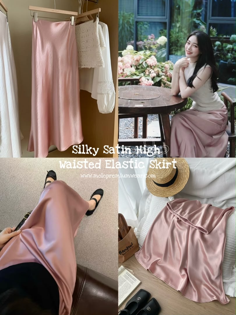Silky Satin High Waisted Elastic Skirt