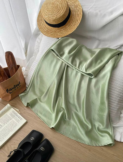 Silky Satin High Waisted Elastic Skirt