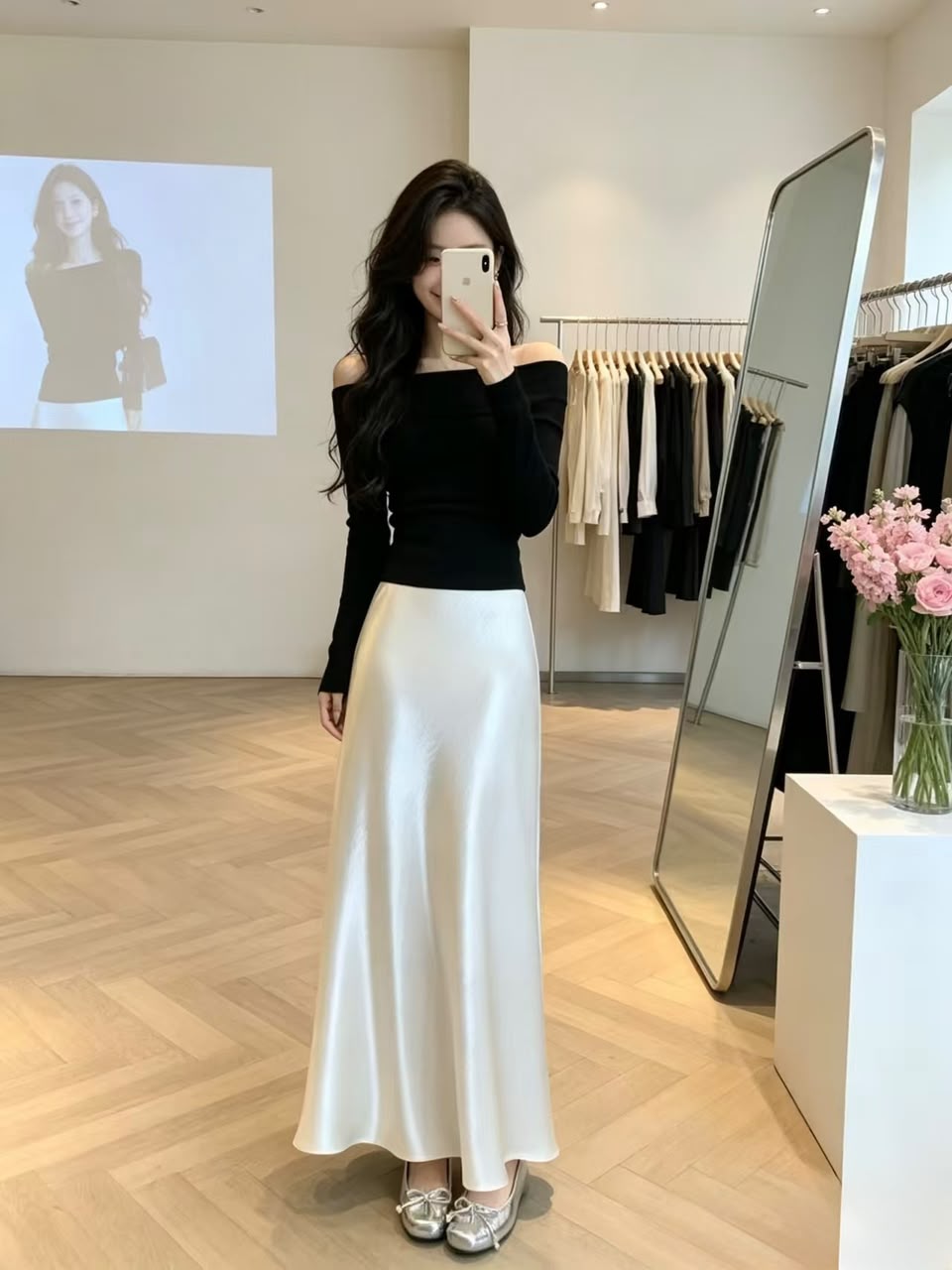 Silky Satin High Waisted Elastic Skirt