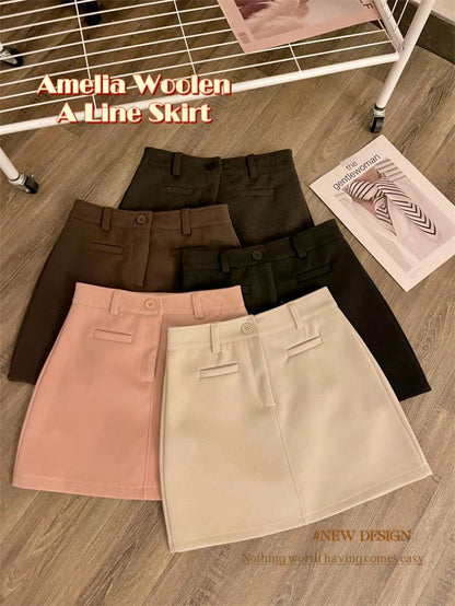Amelia Woolen A Line Skirt