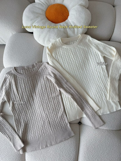 Luna Vintage Round Neck Knitted Sweater