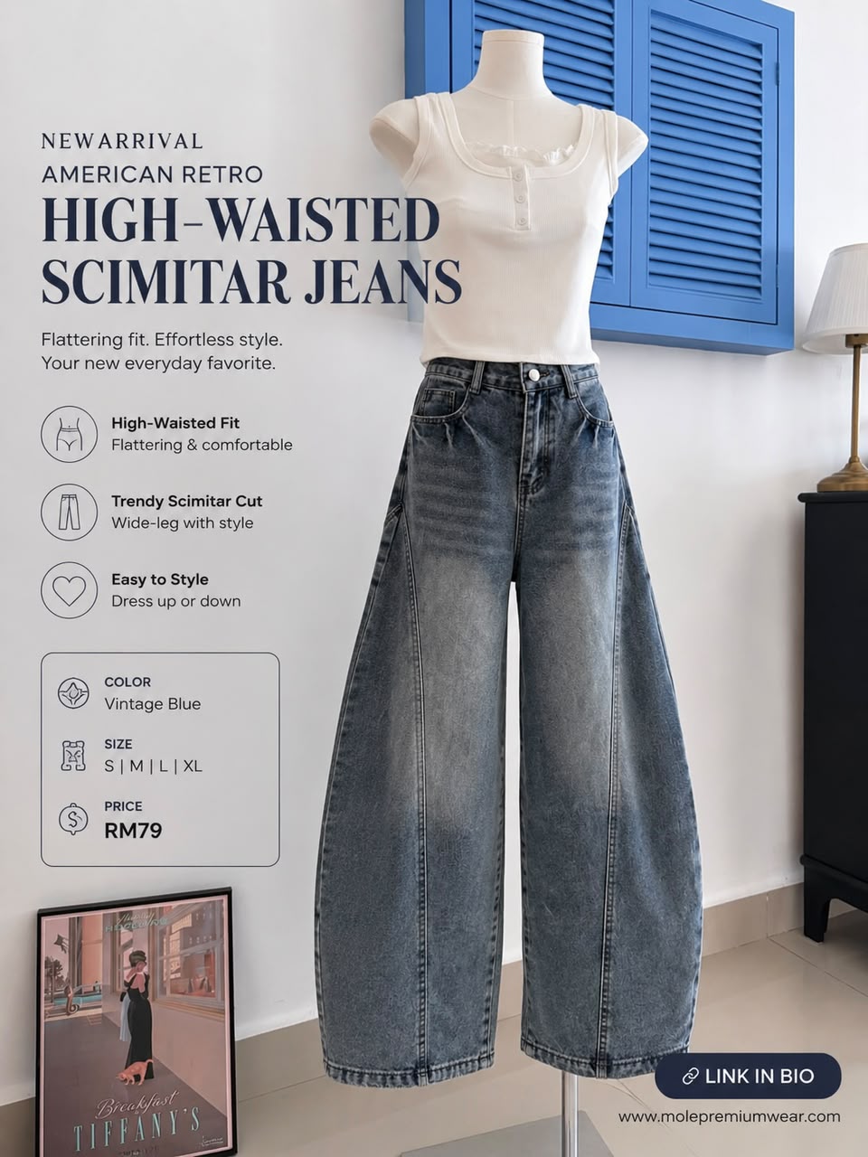 American Retro High Waisted Scimitar Jeans