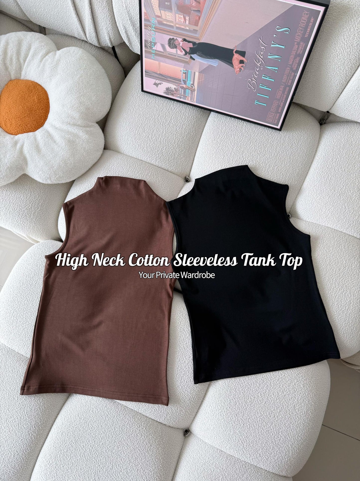 High Neck Cotton Sleeveless Tank Top
