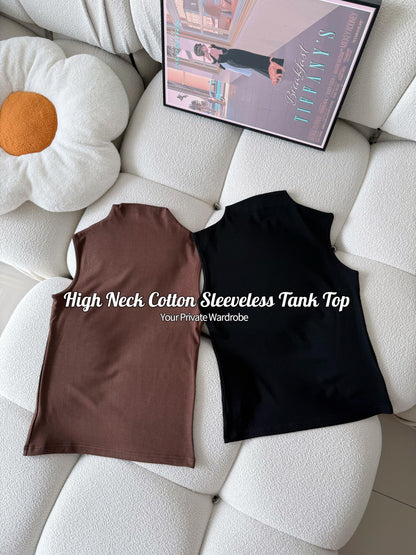 High Neck Cotton Sleeveless Tank Top