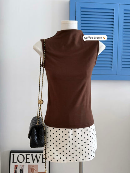 High Neck Cotton Sleeveless Tank Top