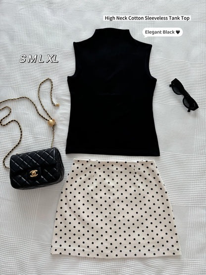 High Neck Cotton Sleeveless Tank Top