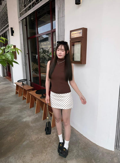 High Neck Cotton Sleeveless Tank Top