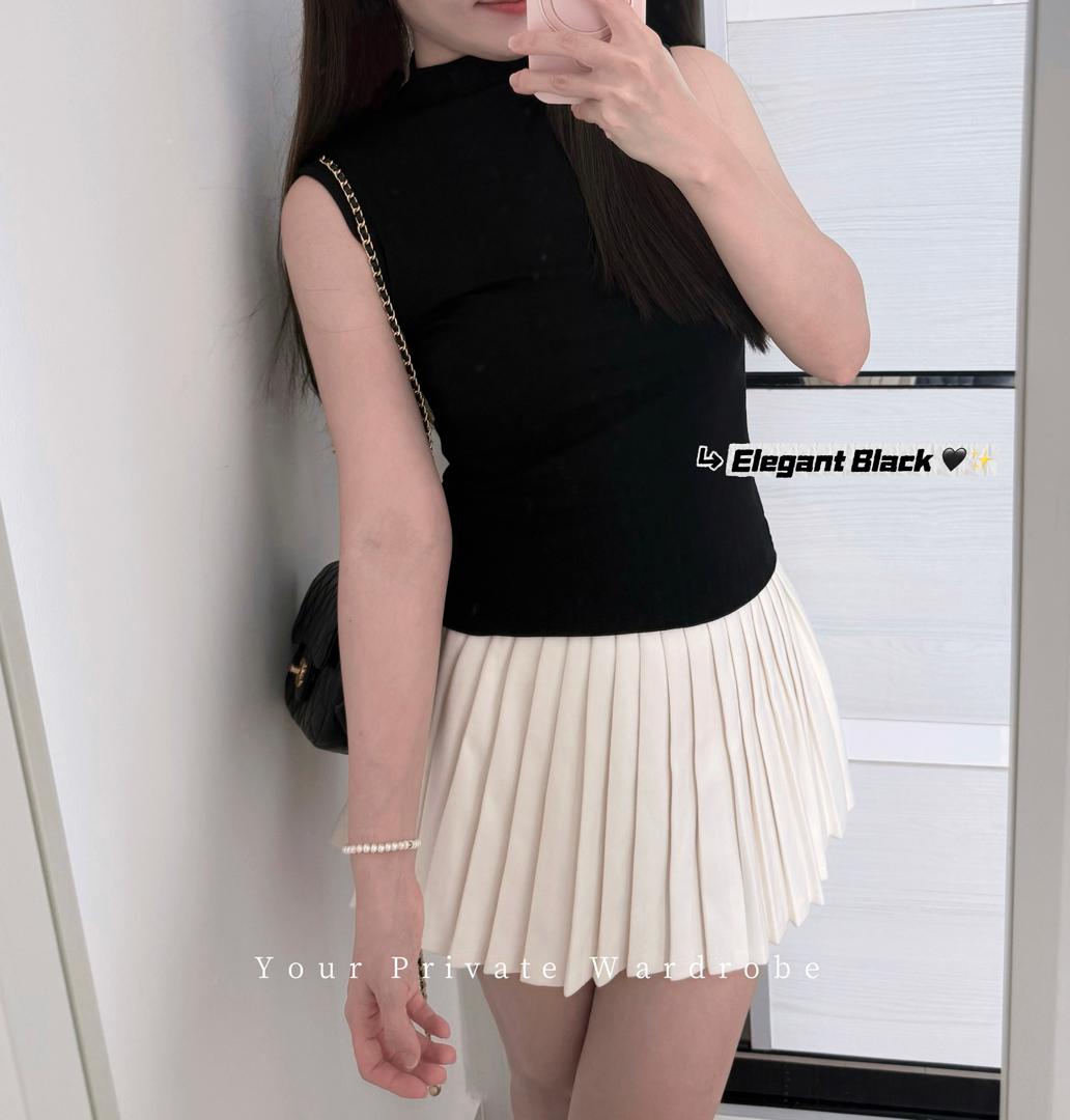 High Neck Cotton Sleeveless Tank Top