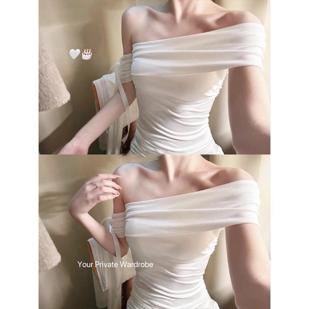 Mia One Shoulder Ribbon Cotton Tee