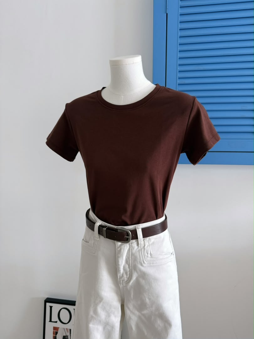 Dark Chocolate Basic Cotton Tee