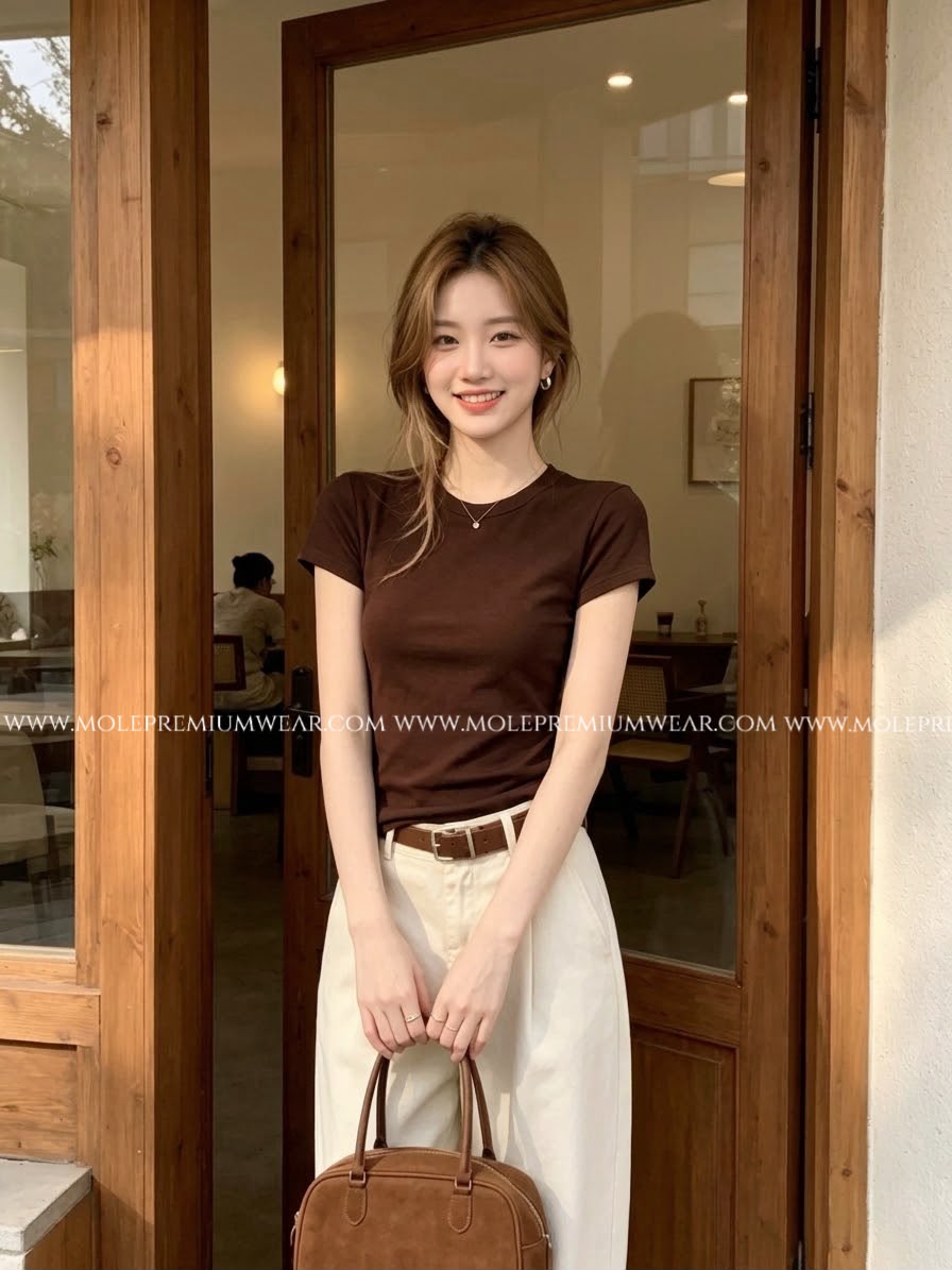 Dark Chocolate Basic Cotton Tee