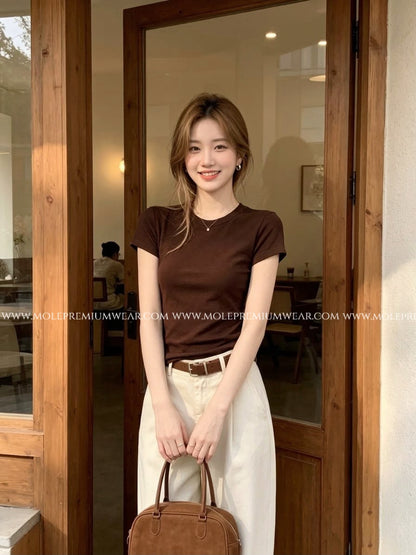 Dark Chocolate Basic Cotton Tee