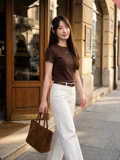 Dark Chocolate Basic Cotton Tee