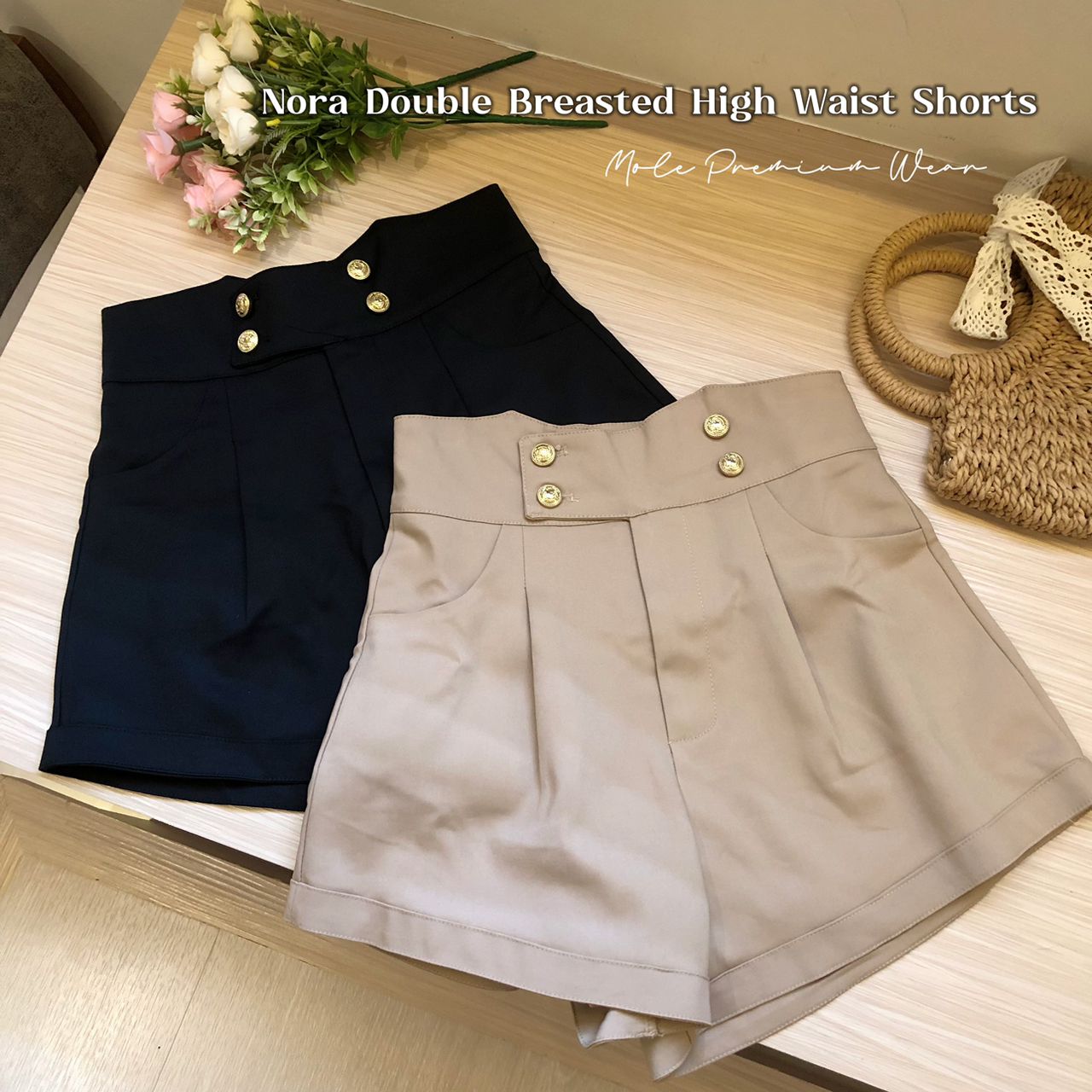 Nora Double Breasted High Waist Shorts