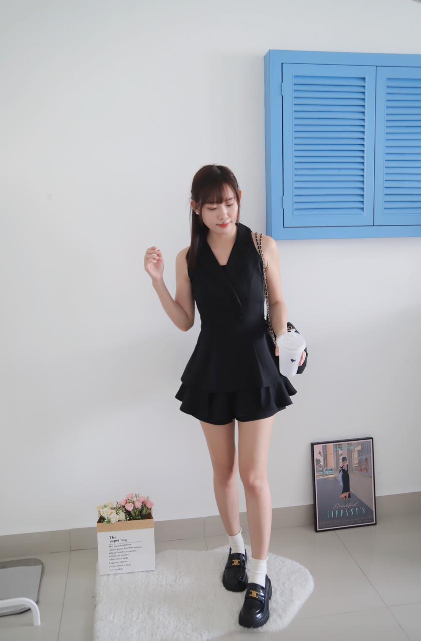 Rommily Button Blazer Layer Romper