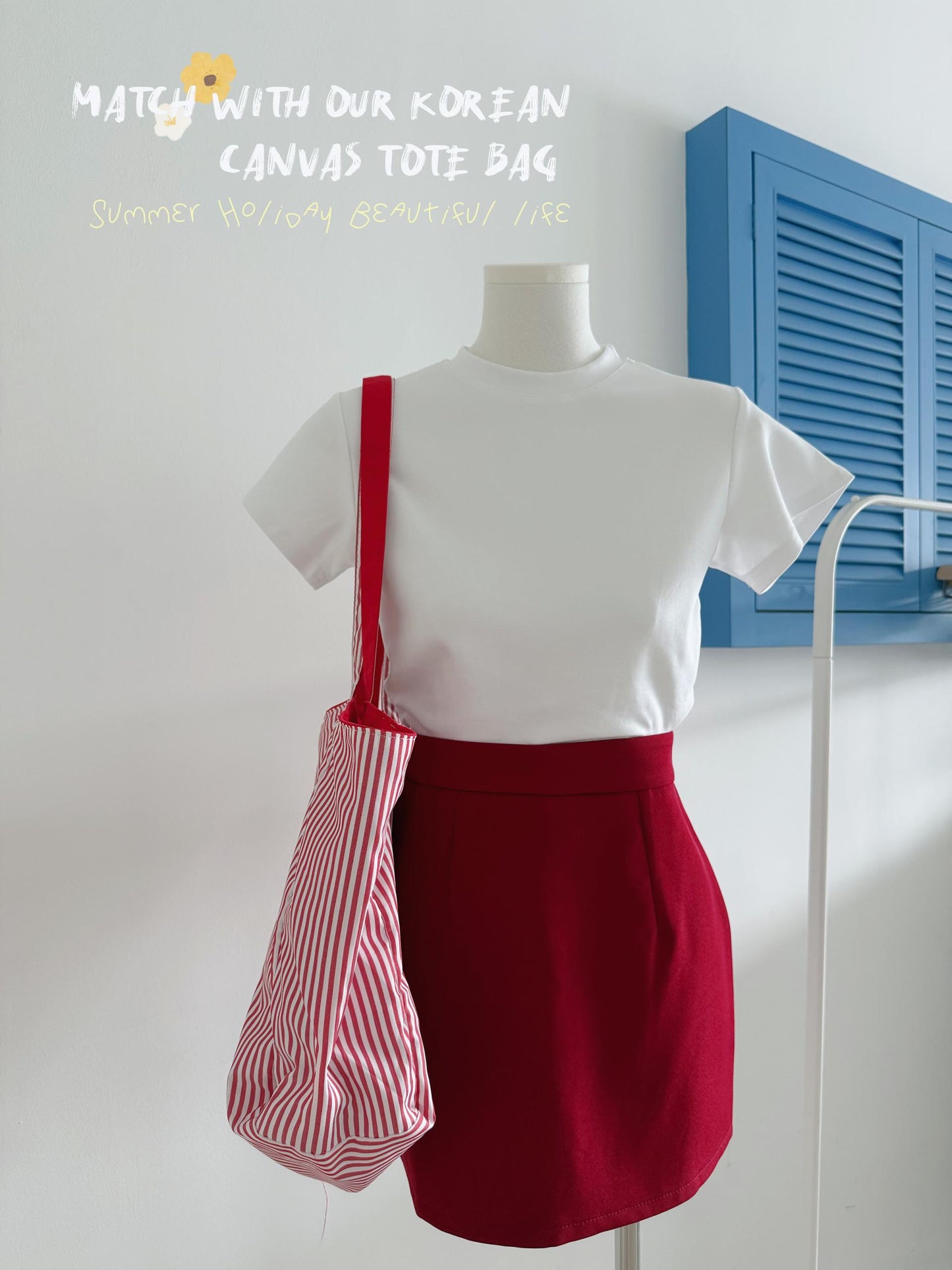 Yuna Red Suit Fabric A Line Skirt
