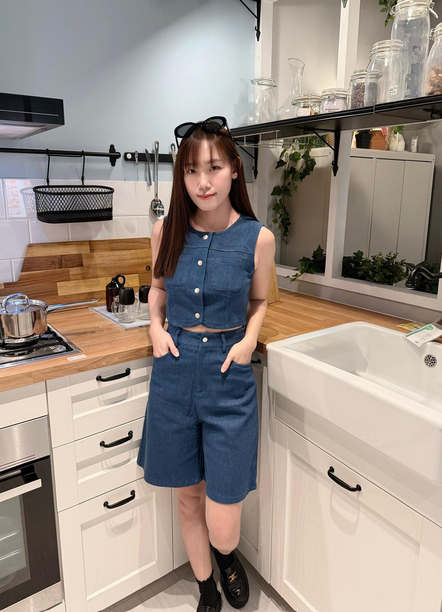 Yoona Denim Vest Set Wear